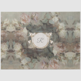 Gilded Floral Impressionism Monogram Decoupage Art Seidenpapier