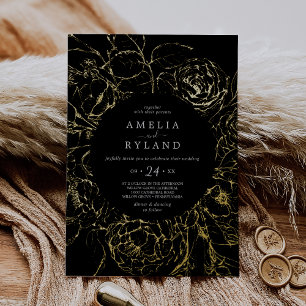 Gilded Floral   Lässige Hochzeit mit Goldfolie Folieneinladung