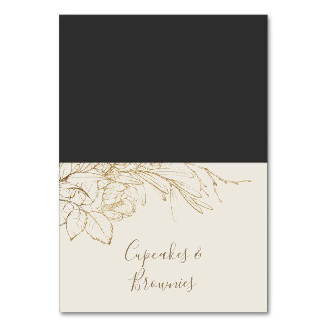 Gilded Floral | Lebensmitteletiketten für Creme un Tischnummer (Vorderseite)