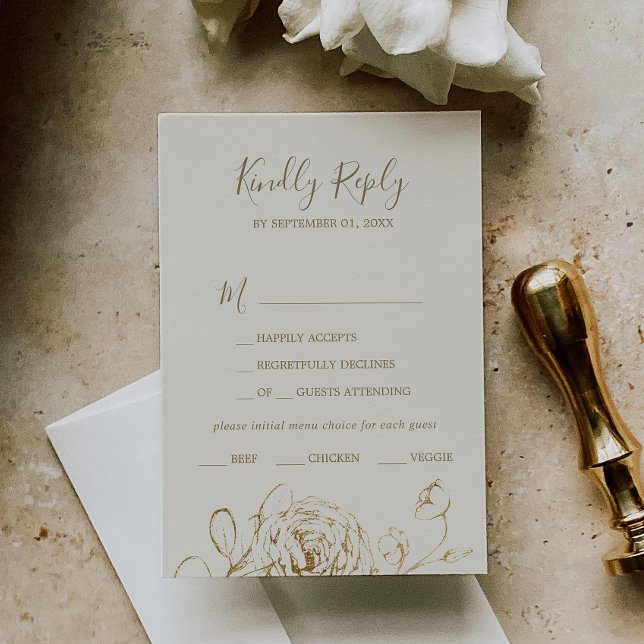 Gilded Floral | RSVP-Karte für Cream & Gold RSVP Karte (Von Creator hochgeladen)