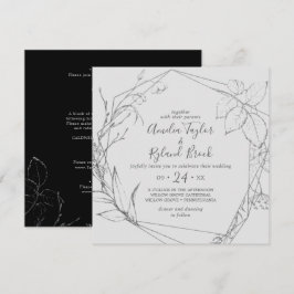Gilded Floral | Silber und Schwarz in einer Hochze Einladung