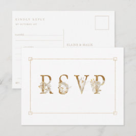 Gilded Floral Wedding RSVP Song Einladung
