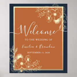 Gilded Floral Wedding Welcome Poster