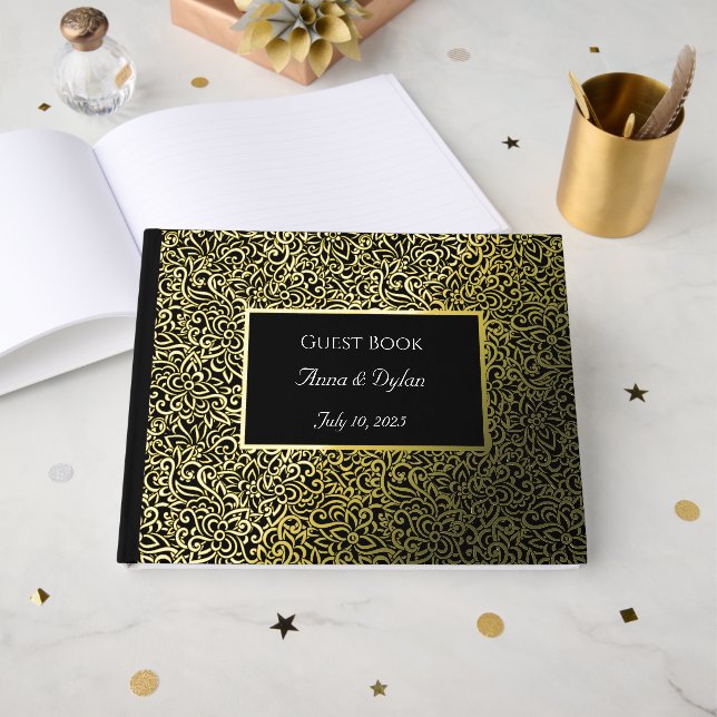 Gilded Foil Wedding Guest Book Gästebuch (Vorderseite offen)