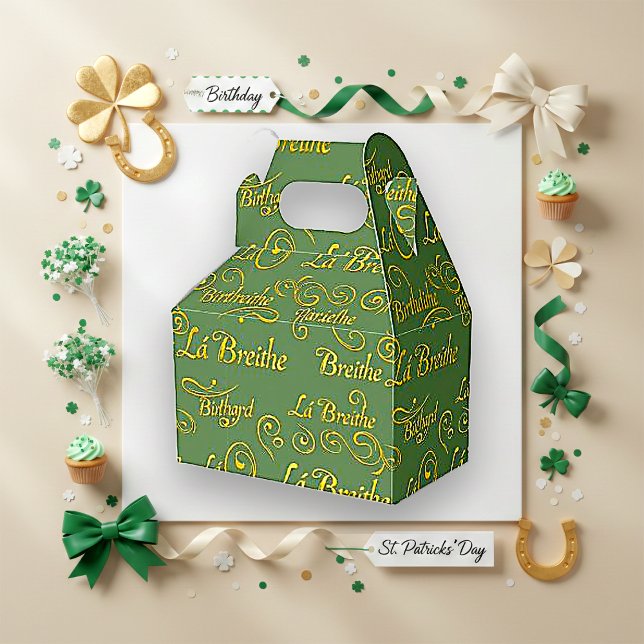 Gilded Gaelic Birthday Sage St. Patrick's Pattern Geschenkschachtel (Von Creator hochgeladen)
