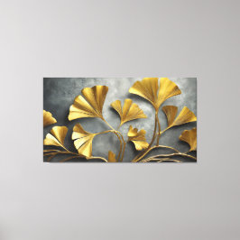 Gilded Ginkgo: Metallkunst Leinwanddruck