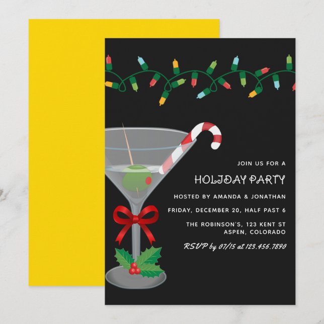 Gilded Glam Christmas Holiday Cocktail Party Einladung (Vorne/Hinten)
