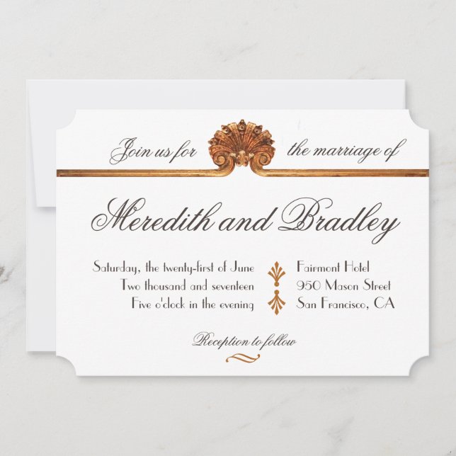 Gilded Glamour Wedding | Art Deco Gold Einladung (Vorderseite)
