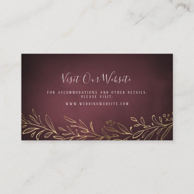 Gilded gold botanische Hochzeitswebsite Beilage Ka Platzkarte (Vorderseite)
