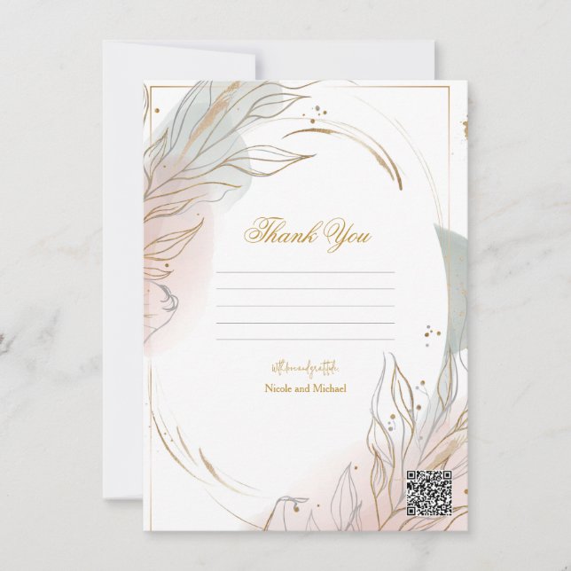 Gilded Gold Sage & Blush Botanical Wedding  Einladung (Vorderseite)