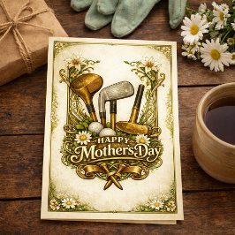 Gilded Golf Antique Illustration Mothers Day Feiertagskarte
