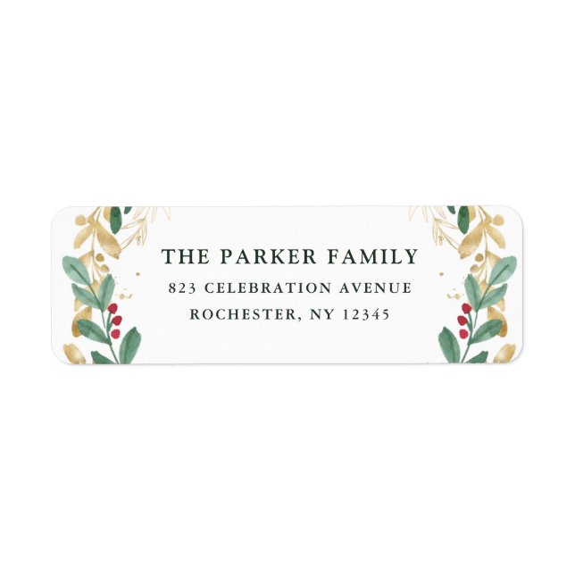 Gilded Greenery auf White Christmas Rücksendeadres (Vorne)