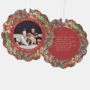 Gilded Greenery Red   Weihnachten im Foto Ornament Karte