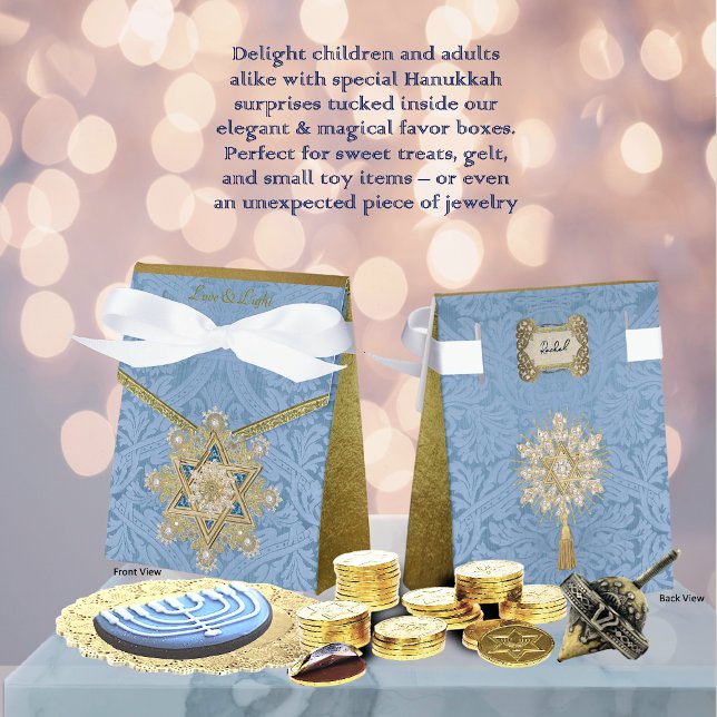 Gilded Hanukkah Elegante Geschenkboxen Geschenkschachtel (Front and Back Views)