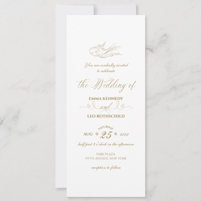 Gilded Imitats Gold Calligraphy Romantic Wedding Einladung (Vorderseite)