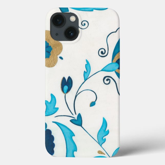 Gilded Indigo Blume mit weißem Hintergrund Case-Mate iPhone Hülle (Rückseite)