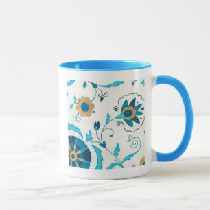 Gilded Indigo Blume mit weißem Hintergrund Tasse