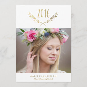 Gilded Laurel Graduation Faire-part