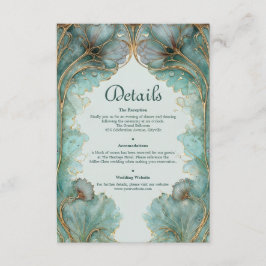 Gilded Lilypad Art Nouveau Türkis und Gold Hochzei Begleitkarte