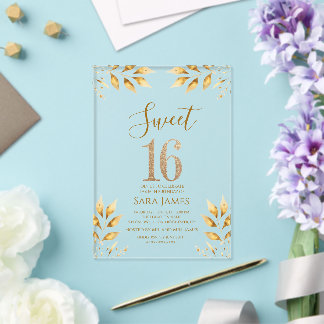 Gilded Majesty Sweet 16 Acrylic Invitation Acryleinladungen