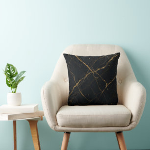 Gilded Midnight Marble Black & Gold Wedding Kissen