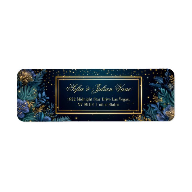 Gilded Midnight Navy Starry Tropical Botanical (Vorne)