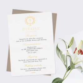Gilded Monogram Wedding Details Enclosure Card Folieneinladung