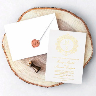 Gilded Monogram Wedding Einladungen