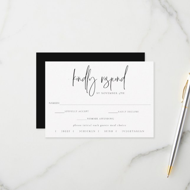 Gilded Moon Phase Wedding RSVP Meal Choice Karte (Vorderseite/Rückseite Beispiel)
