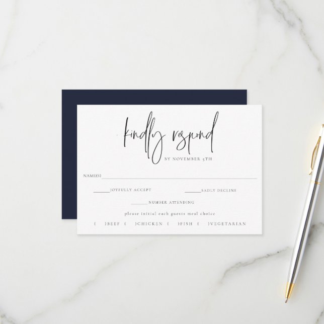 Gilded Moon Phase Wedding RSVP Meal Choice Karte (Vorderseite/Rückseite Beispiel)
