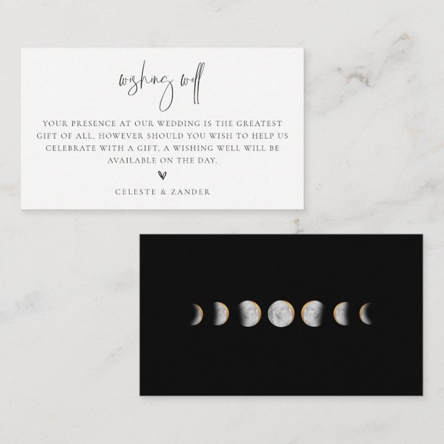 Gilded Moon Phases Hochzeit wünscht Wohlfühlen Begleitkarte (Vorne/Hinten)