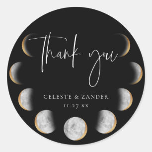 Gilded Moon Phases Wedding Danke Runder Aufkleber