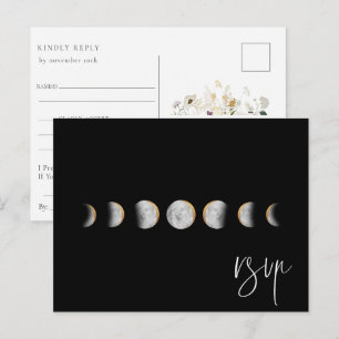Gilded Moon Phases Wedding RSVP Song Request Einladungspostkarte