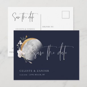 Gilded Moon Wildblume Wedding Save the Date Ankündigungspostkarte