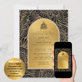 Gilded Nikah Wedding Einladung Chic Ismic Gold