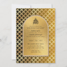 Gilded Nikah Wedding Einladung Chic Ismic Gold