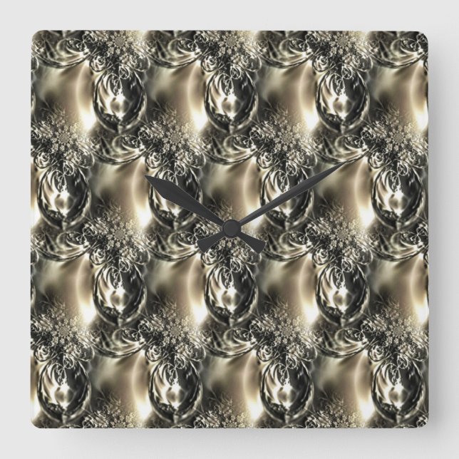 Gilded Pearls Quadratische Wanduhr (Vorderseite)