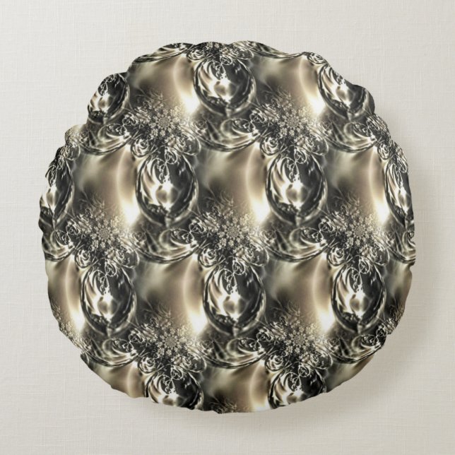 Gilded Pearls Rundes Kissen (Vorderseite)