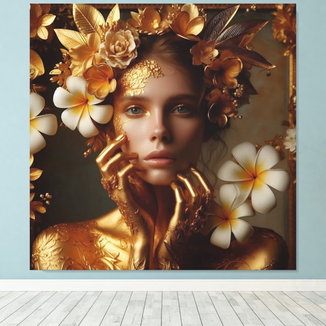 Gilded Pre-Raphaelite Woman 3 Leinwanddruck (Insitu (Holzboden))