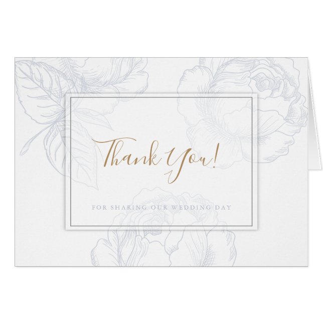 Gilded Rose Dusty Blue Watercolor Wedding (Vorderseite (Horizontal))