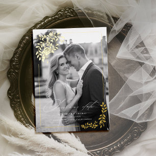 Gilded Rose Formal Foto Wedding Save the Date Folieneinladung