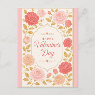 Gilded Rose Valentinsromanze Feiertagspostkarte