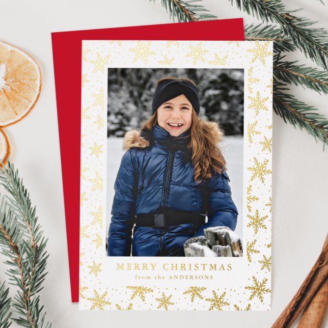 Gilded Snowflakes Foto Gold Folien Feiertagskarte (Von Creator hochgeladen)