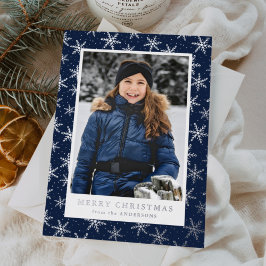 Gilded Snowflakes Foto Navy und Silver Folien Feiertagskarte
