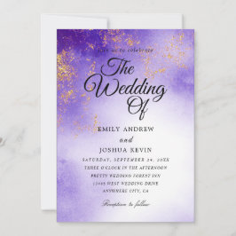 Gilded tyrian lila Hochzeitseinladungen Einladung