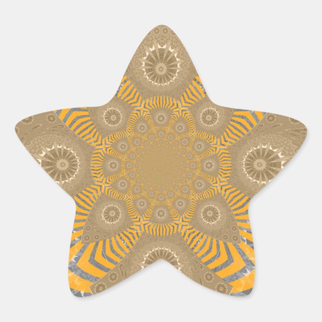 Gilded Zephyr: Eleganz in Golden Yellow & Chrome Stern-Aufkleber (Vorderseite)