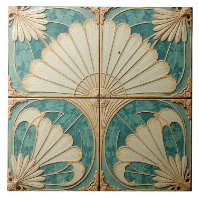 Gildenfans für Aquamarine und Creme Fliese (Vorderseite)