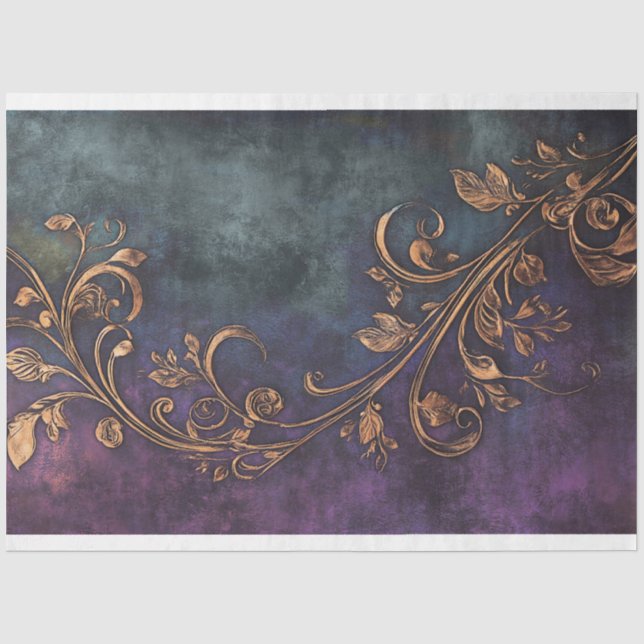 Gildgold Nouveau, &dark lila & Blue Patina Seidenpapier (Vorderseite)