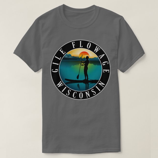Gile Flowage Wisconsin Paddleboarding T-Shirt (Design vorne)