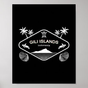 Gili-Inseln Indonesien Meeresschildkröte Palmen Ur Poster